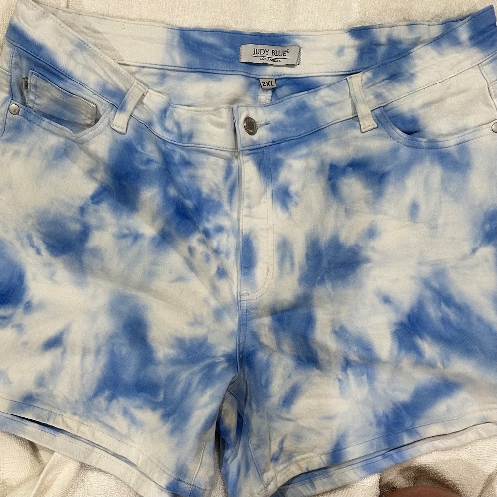 Judy Blue tie-dyed blue jean shorts